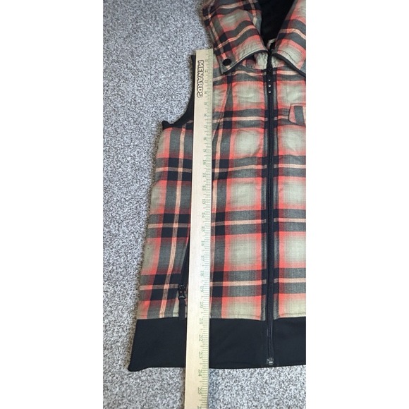 Burton DryRide Full Zip Hooded Plaid Vest Women's Size Medium Flannel Lined - Picture 2 of 9